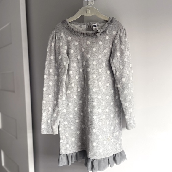 Janie and Jack gray polka dot ruffle dress - Picture 1 of 2